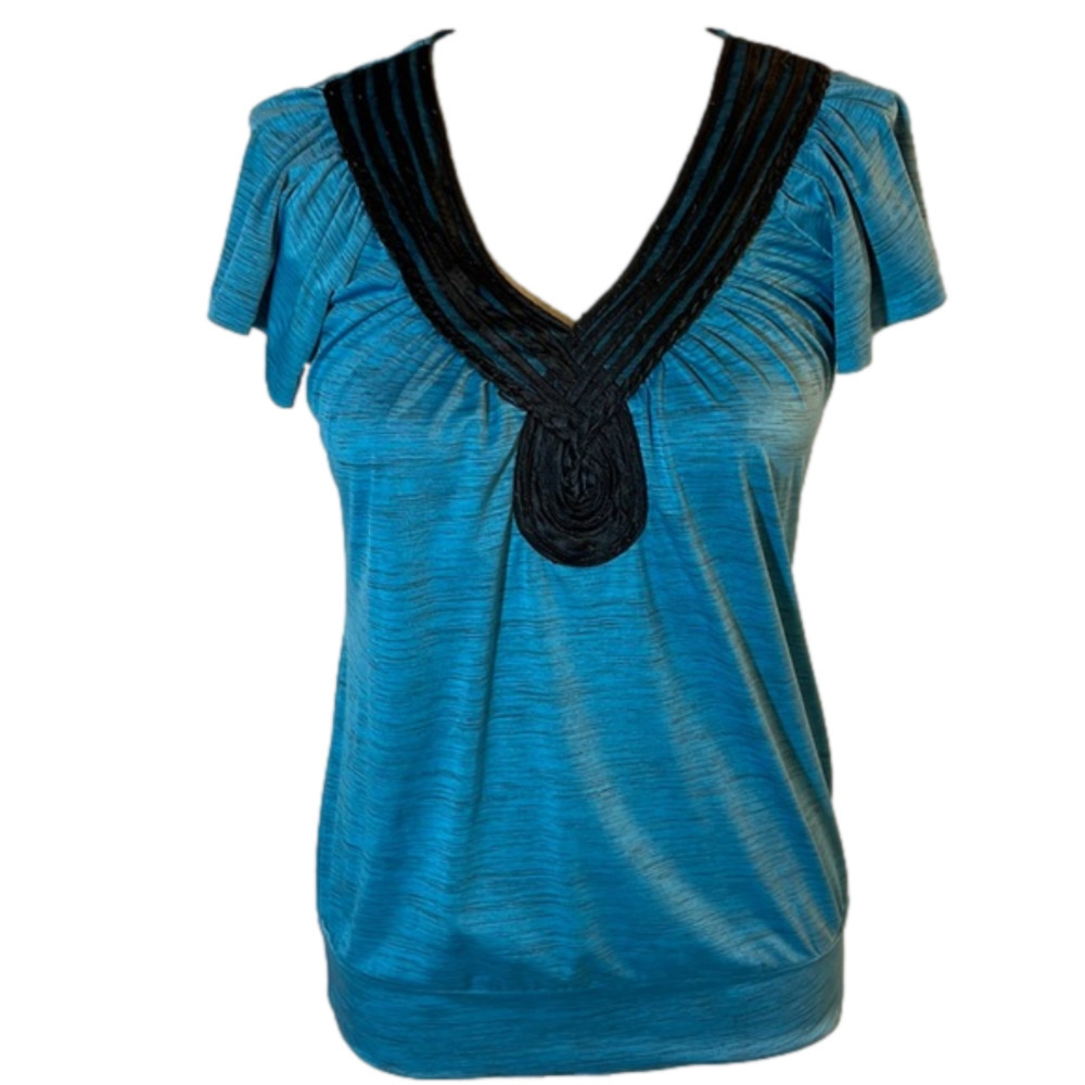 STUDIO Y blue and black blouse size M